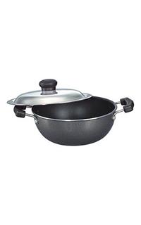 Prestige Omega Select Plus 270mm Flat Base Kadai with Lid