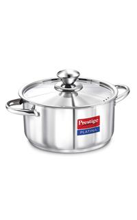 Prestige Platina Induction Base Stainless Steel Casserole, 260mm/7 Litres, Metallic Steel