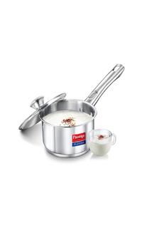 Prestige Platina Induction Base Stainless Steel Sauce Pan, 180mm/2 Litres, Metallic Steel